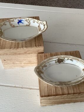 Set of (2) Antique Nippon Hand Painted Trinket Dishes